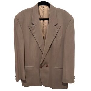 VINTAGE Missoni Uomo Mens Tan Wool Blend Double‎ Breasted Blazer Jacket Size 52